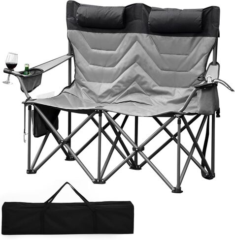 Oversized Padded Camping Chairs, Hevy Duty Folding Camp Chair - 500Lbs Support for Adults - Comfortable Camping Chair with High Back & Pillow, 1 Pack in Saudi Arabia