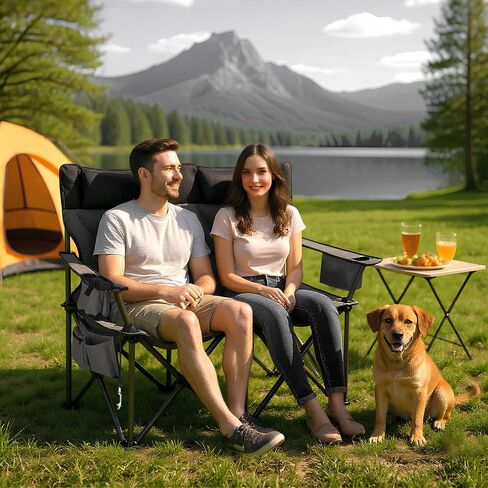 Oversized Padded Camping Chairs, Hevy Duty Folding Camp Chair - 500Lbs Support for Adults - Comfortable Camping Chair with High Back & Pillow, 1 Pack in Saudi Arabia
