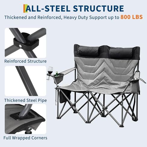 Oversized Padded Camping Chairs, Hevy Duty Folding Camp Chair - 500Lbs Support for Adults - Comfortable Camping Chair with High Back & Pillow, 1 Pack in Saudi Arabia