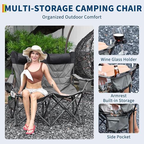 Oversized Padded Camping Chairs, Hevy Duty Folding Camp Chair - 500Lbs Support for Adults - Comfortable Camping Chair with High Back & Pillow, 1 Pack in Saudi Arabia