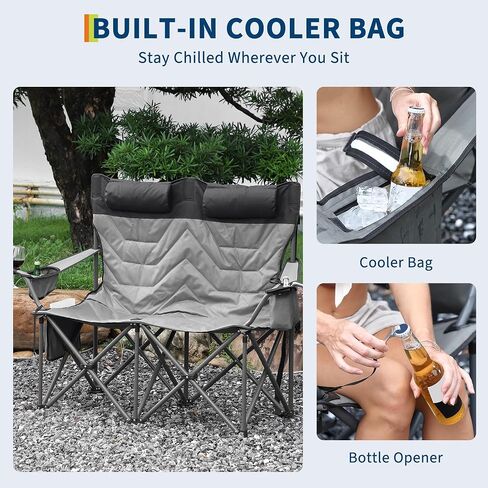 Oversized Padded Camping Chairs, Hevy Duty Folding Camp Chair - 500Lbs Support for Adults - Comfortable Camping Chair with High Back & Pillow, 1 Pack in Saudi Arabia