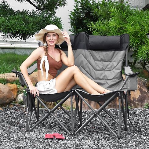 Oversized Padded Camping Chairs, Hevy Duty Folding Camp Chair - 500Lbs Support for Adults - Comfortable Camping Chair with High Back & Pillow, 1 Pack in Saudi Arabia