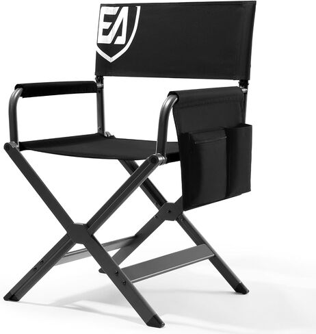 EVER ADVANCED Aluminum Lightweight Directors Chair Foldable, Folding Studio Movie Chairs Camping Event Vendor Chair, 19" Seat Height Black Fabric/Grey Frame, Support 350lbs in Saudi Arabia