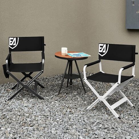 EVER ADVANCED Aluminum Lightweight Directors Chair Foldable, Folding Studio Movie Chairs Camping Event Vendor Chair, 19" Seat Height Black Fabric/Grey Frame, Support 350lbs in Saudi Arabia