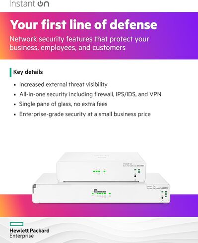 HPE Networking Estant on Secure Gateway SG1004 4-Port 1G Gateway Smart-Managed ، 4x 1GBase-T ، US Cord (S0G33A#ABA) in Saudi Arabia