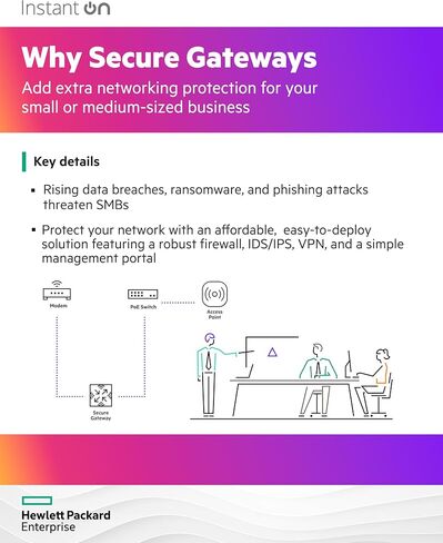 HPE Networking Estant on Secure Gateway SG1004 4-Port 1G Gateway Smart-Managed ، 4x 1GBase-T ، US Cord (S0G33A#ABA) in Saudi Arabia