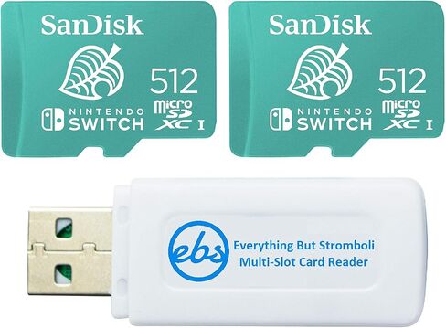 SanDisk 512GB Nintendo Switch Memory Card 2 Pack - Micro SD Cards for Switch Lite & Switch (SDSQXAO-512G-GNCZN) Bundle with (1) MicroSDXC Card Reader in Saudi Arabia