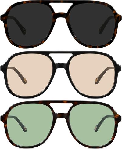 MEETSUN Retro Square 70s Aviator Sunglasses for Women Men Vintage Double Bridge Sun Glasses UV 400 Protection Shades in Saudi Arabia