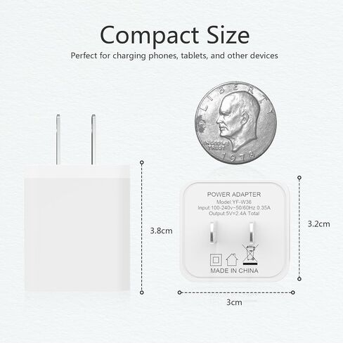 5pack usb all charger ، igenjun 2.4a dual USB Port Cube Power Plug Pluge Adapter Fast Phone Charger Block Brick for iPhone 15/15 Pro/15 Pro Max/14 ، Samsung Galaxy ، Pixel ، LG ، Android-White in Saudi Arabia