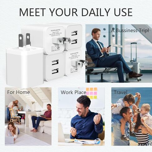 5pack usb all charger ، igenjun 2.4a dual USB Port Cube Power Plug Pluge Adapter Fast Phone Charger Block Brick for iPhone 15/15 Pro/15 Pro Max/14 ، Samsung Galaxy ، Pixel ، LG ، Android-White in Saudi Arabia