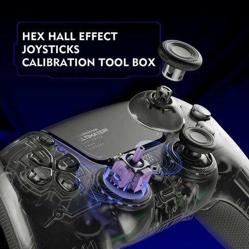 HEXGAMING ULTIMATE PRO Gaming Controller Compatible with ps5/PC/Mobile - 4 Back Buttons, 6 Custom Profiles, Adjustable Triggers, 8 Swappable Thumbsticks - Hall Effect Explorer Black in Saudi Arabia