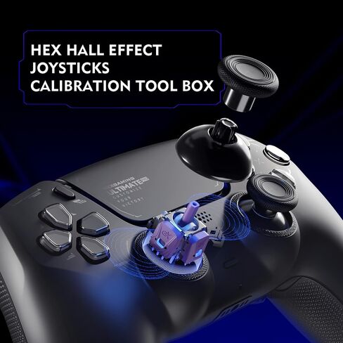HEXGAMING ULTIMATE PRO Gaming Controller Compatible with ps5/PC/Mobile - 4 Back Buttons, 6 Custom Profiles, Adjustable Triggers, 8 Swappable Thumbsticks - Hall Effect Explorer Black in Kuwait