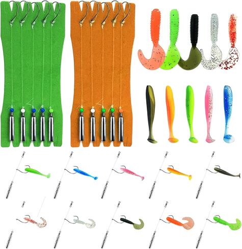 Narcissus Drop Shot Rig Kit, 10 PCS Bass Fishing Rigs for Bass & Panfish, Includes Wacky Hooks, Drop Shot Weights, and Lures in Kuwait