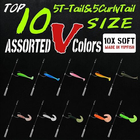 Narcissus Drop Shot Rig Kit, 10 PCS Bass Fishing Rigs for Bass & Panfish, Includes Wacky Hooks, Drop Shot Weights, and Lures in Kuwait