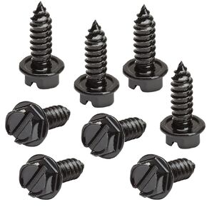Chrome License Plate Screw Kit - Set of 8 Stainless Steel Fasteners for License Plates, Frames, and Covers on Domestic Cars, Trucks, Vans, SUVs - Rustproof, Self Tapping Mounting Bolts (Chrome Plated)
