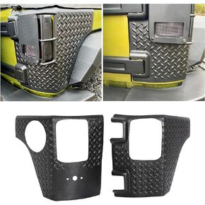 ECOTRIC Rear Corner Guards Compatible with 2007-2018 Jeep Wrangler JK JKU Replacement for 11651.01 Tail Light Cover Guards Rear Quarter Panel Textured Black Diamond Body Armor Kit Exterior Accessories