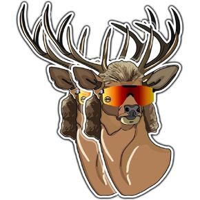 Deer Mullet Sticker (2Pack) Large 5" - Waterproof Hunting Stickers - Deer Stickers are Used for Cars, Bumper, Truck, Laptop, Water Bottles