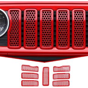 JeCar الجبهة مصبغة إدراج شبكة إطار الشواية أغطية الكسوة الملحقات الخارجية متوافقة مع جيب رانجلر 2024 JL JLU & Gladiator JT 2024، أسود in Kuwait