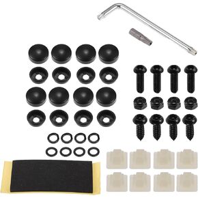 Anti Theft License Plate Screws, M6 Security Bolt Fasteners Kits for Car Tag Frame Holder with Screws Stainless Steel Black, 1 Set