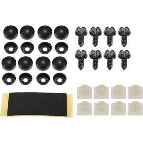 Anti Theft License Plate Screws, Security Bolt Fasteners Kits for Car Tag Frame Holder with Screws Stainless Steel Black, 1 Set