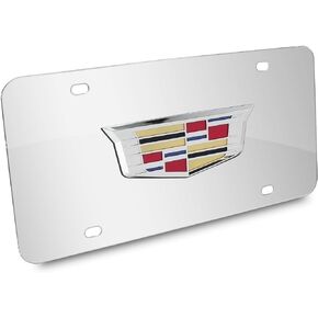 Au-TOMOTIVE Gold, INC. Officially Licensed New Crest 3D Logo on Chrome Stainless Steel License Plate for Cadillac