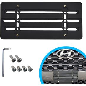 Front Bumper License Plate Bracket For HYUNDAI , Plate Holder Set w 6 Unique Screw Bolts & Wrench Kit, License Tag Mounting Kit, Quality Plate Holders, Premium Car & Truck Accessories