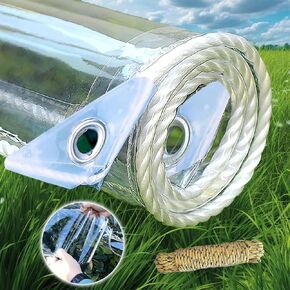 Clear Tarp 3 X 6 FT, Clear Tarps Heavy Duty Waterproof Clear Vinyl Tarp Cover Patio 400g/m² 0.35mm Transparent Tarpaulins for Patio Clear Awning Canopy Patio Enclosure,Soft Glass Tarpaulin