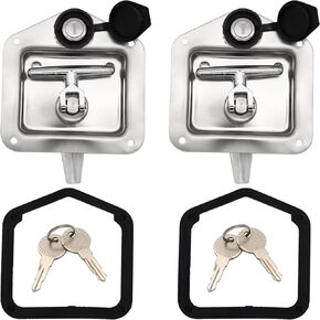 LEIMO KPARTS T-Handle Latch,2 Truck Tool Box Latch Stainless Lock Replacement Handle with 4 Keys For Camper RV Trailer Door ToolBox