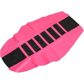 X AUTOHAUX Universal Motorcycle Pit Dirt Bike Faux Leather Soft Seat Cover Anti Slip Seat Cushion Orange Black