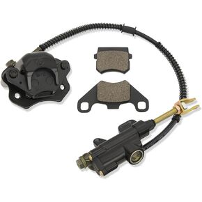Rain King Rear Brake Master Cylinder Caliper Assembly for 50cc 70cc 90cc 110cc 125cc Chinese ATV Quad Scooter Foot Rear Brake assembly Compatible with TaoTao Motorsports 4 Wheeler ATV Quad Scooter