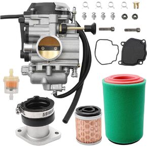 YFM250 Carburetor Compatible With 1999 2000 2001 2002 2003 2004 Yamaha Bear Tracker 250 Yfm250X Yfm250Xh Yfm250XM with Fuel Filter, Air Filter, Intake Manifold Boot