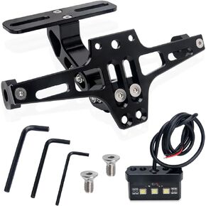 Motorcycle License Plate Bracket, Universal Fender Eliminator Kit Tail Tidy Compatible with Suzuki Yamaha Kawasaki Ducati Honda BMW (Black)