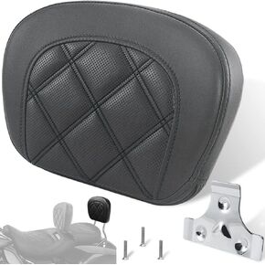Passenger Backrest Pad,Sissy Bar Pad for Harley Touring Electra Glide/Road Glide/Road King/Street Glide/Trike Freewheeler FLRT/FLHXXX, Double Black Stitching