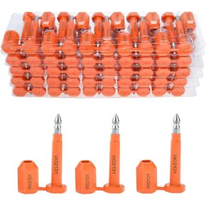 Amarine Made 50PCS Bolt Seal Shipping Seal with Print Progressive Numbering for Cargo Containers and Truck Trailers, Cargo Container Seals (Orange)