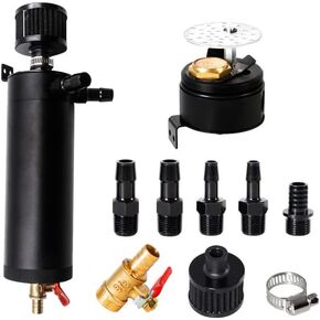 YESHMA Universal 750ml Billet Aluminum Baffled 2-Port Oil Catch Can Reservoir Tank with Breather Filter With Drain Valve