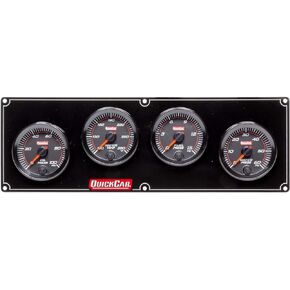 QuickCar Racing Products Gauge Panel Assembly, Redline, Oil Pressure/Water Temperature/Fuel Pressure/Water Pressure, Black Face, Kit