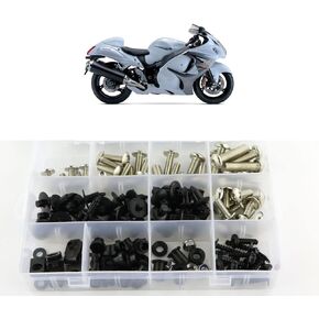 مجموعات Xitomer الكاملة لمجموعات البراغي الانسيابية، مناسبة لـ GSX1300R HAYABUSA 2008 2009 2010 2011 2012 2013 2014 2015 2016 2017 2018 2019، مجموعات التركيب غسالات/مشابك/مثبتات/صواميل/حلقات (أسود غير لامع) in Kuwait