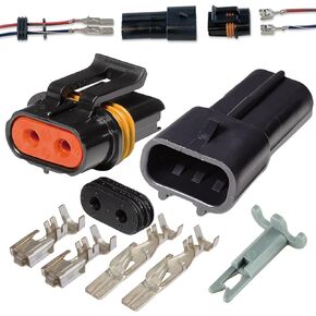 2 Pin Metri-Pack Waterproof Connector 10-12awg Terminals and Seals 46Amp (10-12 GA (1set))