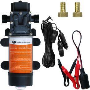 12V Fuel Transfer Pump Set, Moves Up to 120 Gallons of Gas or Diesel Per Hour with 80W DC Motor & Upgraded Carrying Case, Suitable for Vehicles, Boats, Equipment, Gasoline, Diesel (Single Pump)