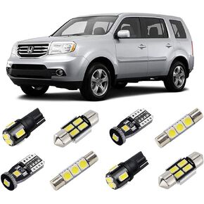 White Interior LED Lights Kit for Honda Pilot 2009 2010 2011 2012 2013 2014 2015 Super Bright 6000K LED Interior Light Bulbs Package + License Plate Lights and Install Tool