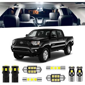 7-Pieces Tacoma LED Interior Light Kit for Toyota Tacoma 2005 2006 2007 2008 2009 2010 2011 2012 2013 2014 2015 White 6000K Interior LED Lighting Package + License Plate Lights, Install Tool