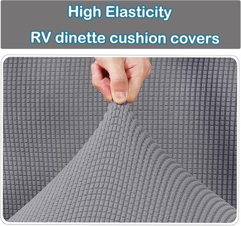 أغطية وسائد RV Dinette - مجموعة أغطية مقاعد RV Dinette باللون الرمادي - أغطية وسائد للتخييم قابلة للغسل لمقعد السيارة RV Camper (غطاءان لمسند الظهر وغطاءان للمقعد) in Kuwait