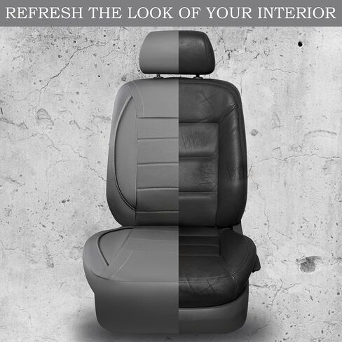 غطاء مقعد السيارة من الجلد من CAR PASS® Universal FIT Piping، لسيارات الدفع الرباعي والشاحنات والشاحنات والوسائد الهوائية المتوافقة، تصميم سحاب داخلي وفتحات فتح محفوظة (مجموعة كاملة، رمادي) in Kuwait