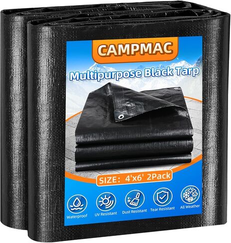 Black Tarps Heavy Duty Waterproof 8x10, 12 Mil Thick, High Durability, Rip and Tear Resistant with Metal Grommets Every 20 Inches in Kuwait