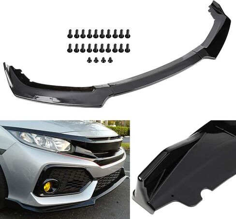 OCPTY 3 قطعة مصد أمامي للسيارة باللون الأسود اللامع مناسب لموديلات 2016-2020 لسيارة Honda Civic in Saudi Arabia
