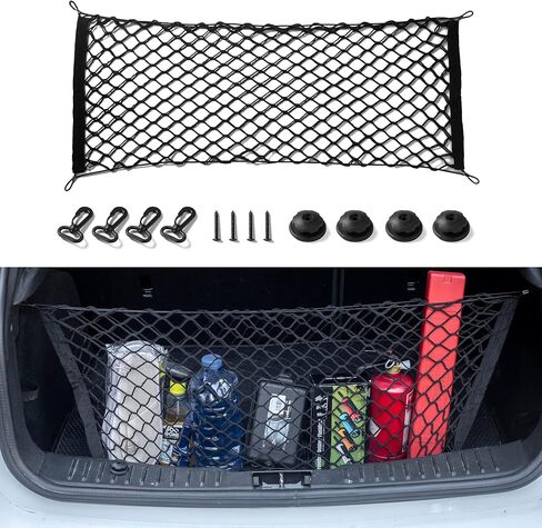 Amiss Truck Bed Cargo Net Stretchable, Adjustable Trunk Storage Net with Hook, Accessories for Pickup Bed Divider Organizer and Storage, Compatible with Chevy Silverado Ford F150 GMC (50"x 18") in Saudi Arabia