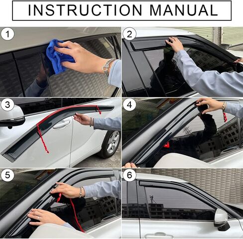 Rain Guards for Chevrolet Chevy Silverado 1500 Crew Cab Pickup Truck 2019-2023/ for GMC Sierra 1500 19-23 Crew Cab Windows Visor, Side Window Wind Deflectors, Smoke Tinted Black Tape-On Door Visors in Saudi Arabia