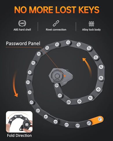 ONVIAN Foldable Bike Lock Heavy Duty Anti-Theft Bicycle Lock, 2.6FT Bike Chain Lock Combination with Mounting Bracket, Secure Lock for Bicycle Bike Scooter E-Trike E-Bike Trailer in Saudi Arabia