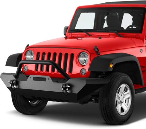 KYX Front Bumper Compatible with 07-18 Jeep Wrangler JK and JK Unlimited Rock Crawler, Bull Bar Grille Guard with Winch Plate and D-Rings in Saudi Arabia