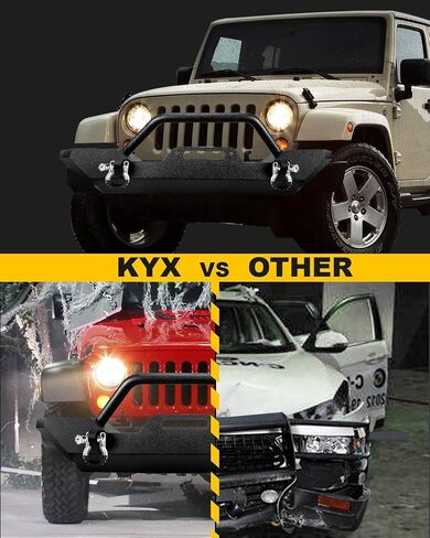 KYX Front Bumper Compatible with 07-18 Jeep Wrangler JK and JK Unlimited Rock Crawler, Bull Bar Grille Guard with Winch Plate and D-Rings in Saudi Arabia